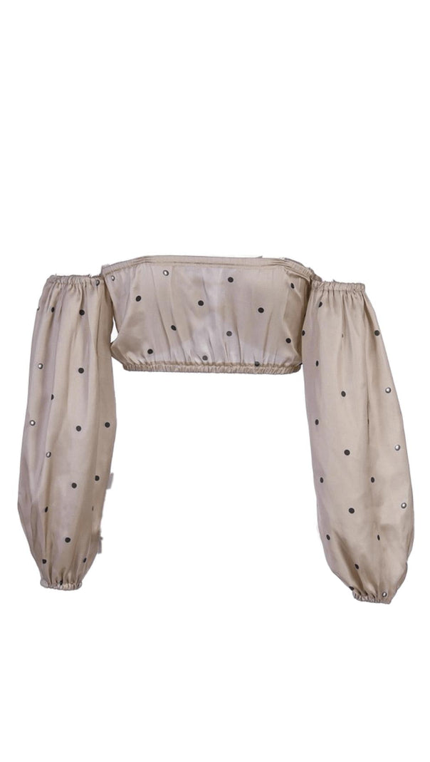AIIZIE LANTERN SLEEVE SUSPENDERS WRAP TOP - product image