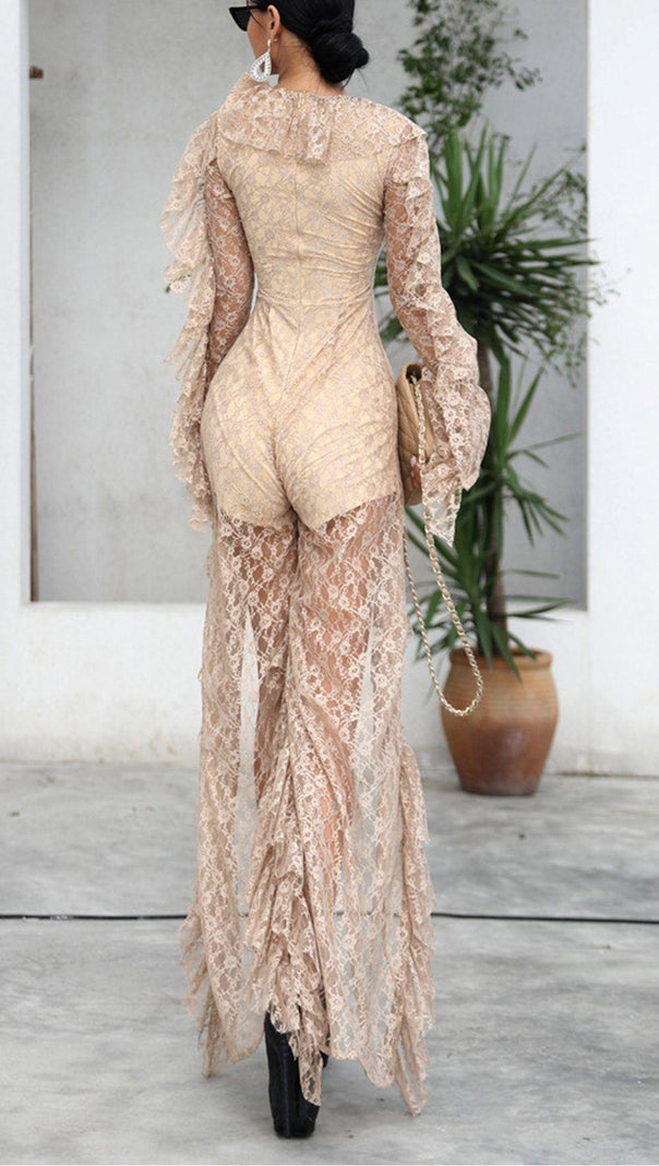 AIIZIE LADIES LONG SLEEVE LACE SPLIT JUMPSUIT - product image