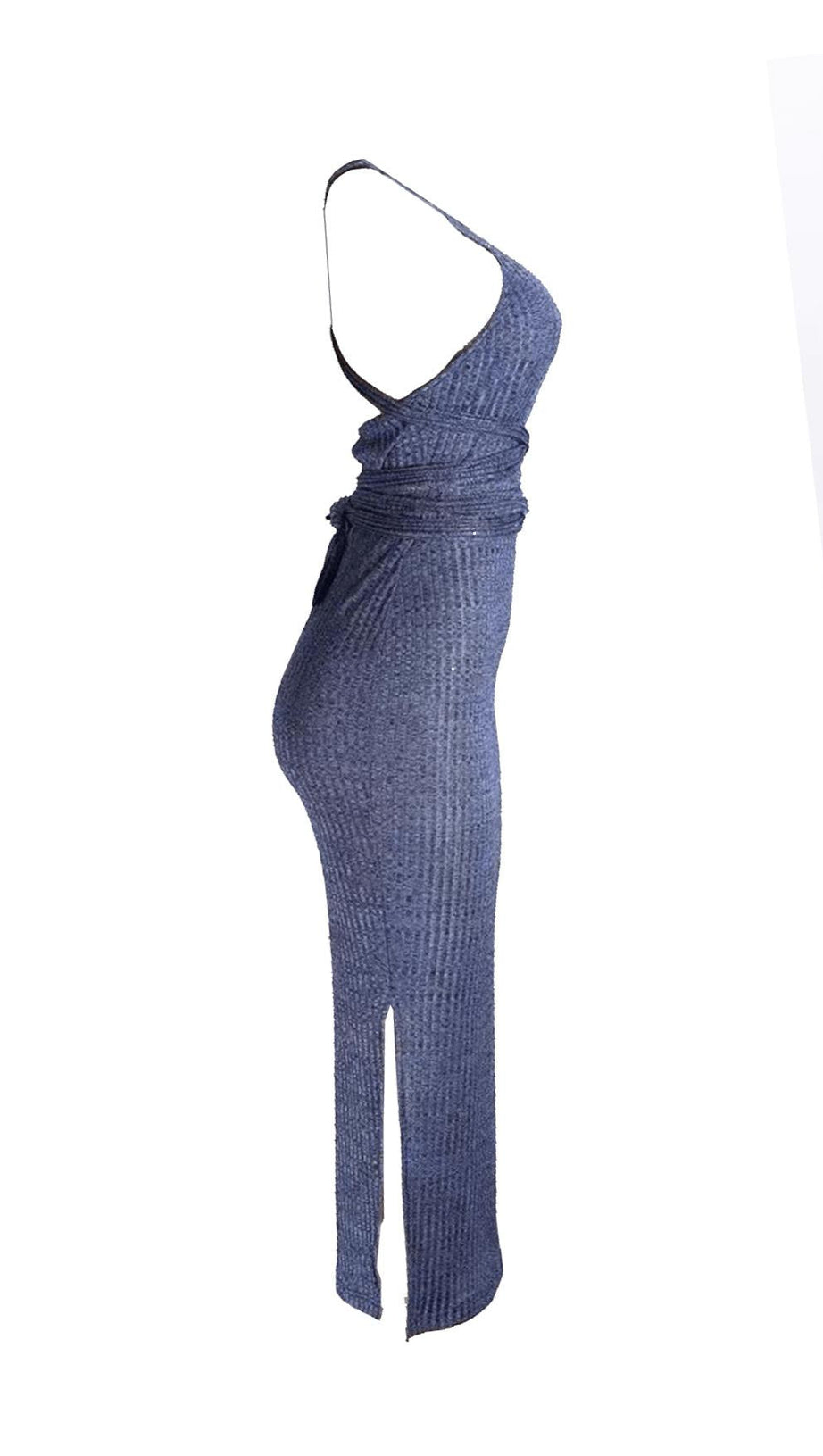 LACE UP SLEEVELESS SLIM MIDI DRESS