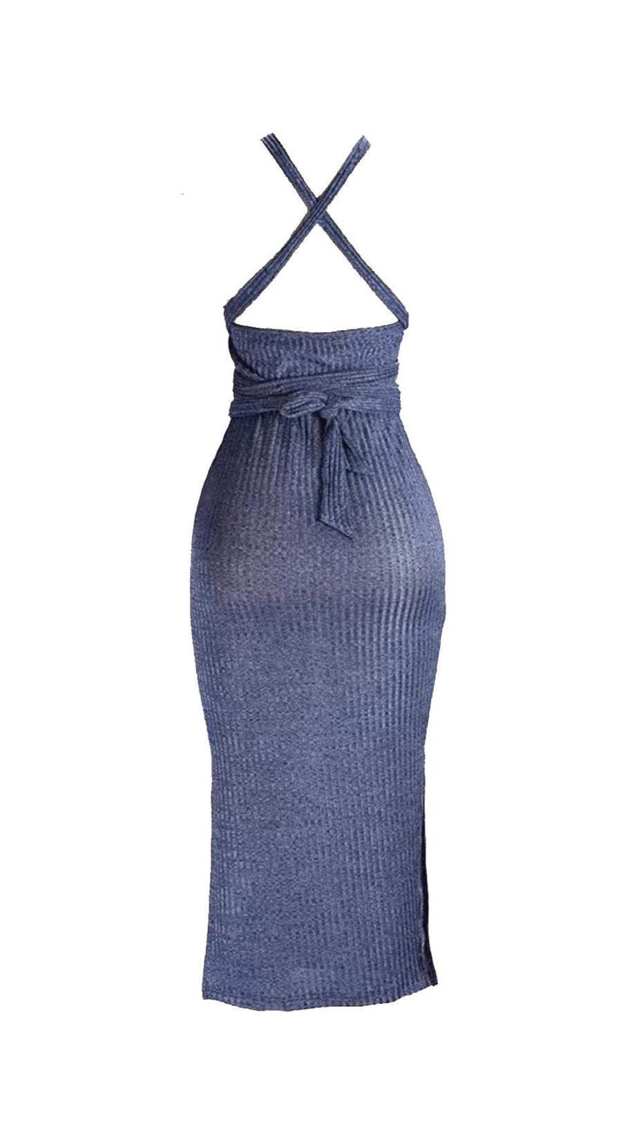 LACE UP SLEEVELESS SLIM MIDI DRESS