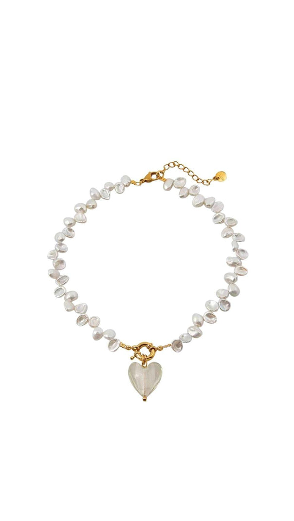 AIIZIE PEARL HEART SHAPED NECKLACE IN WHITE - product image