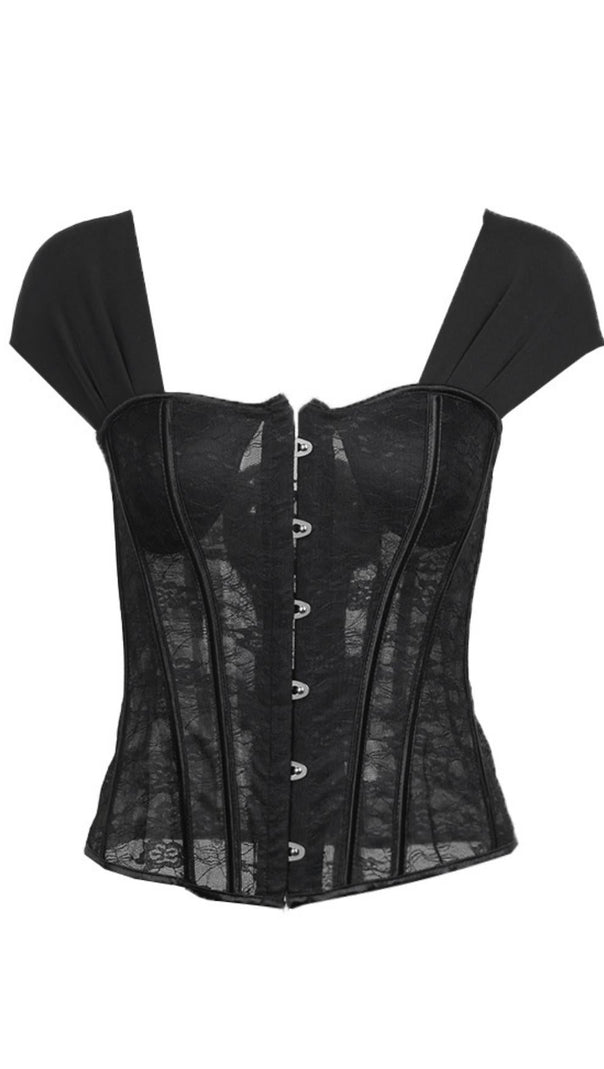 AIIZIE LACE SEE-THROUGH BACK TIED ROPE TUNIC TOP - product image