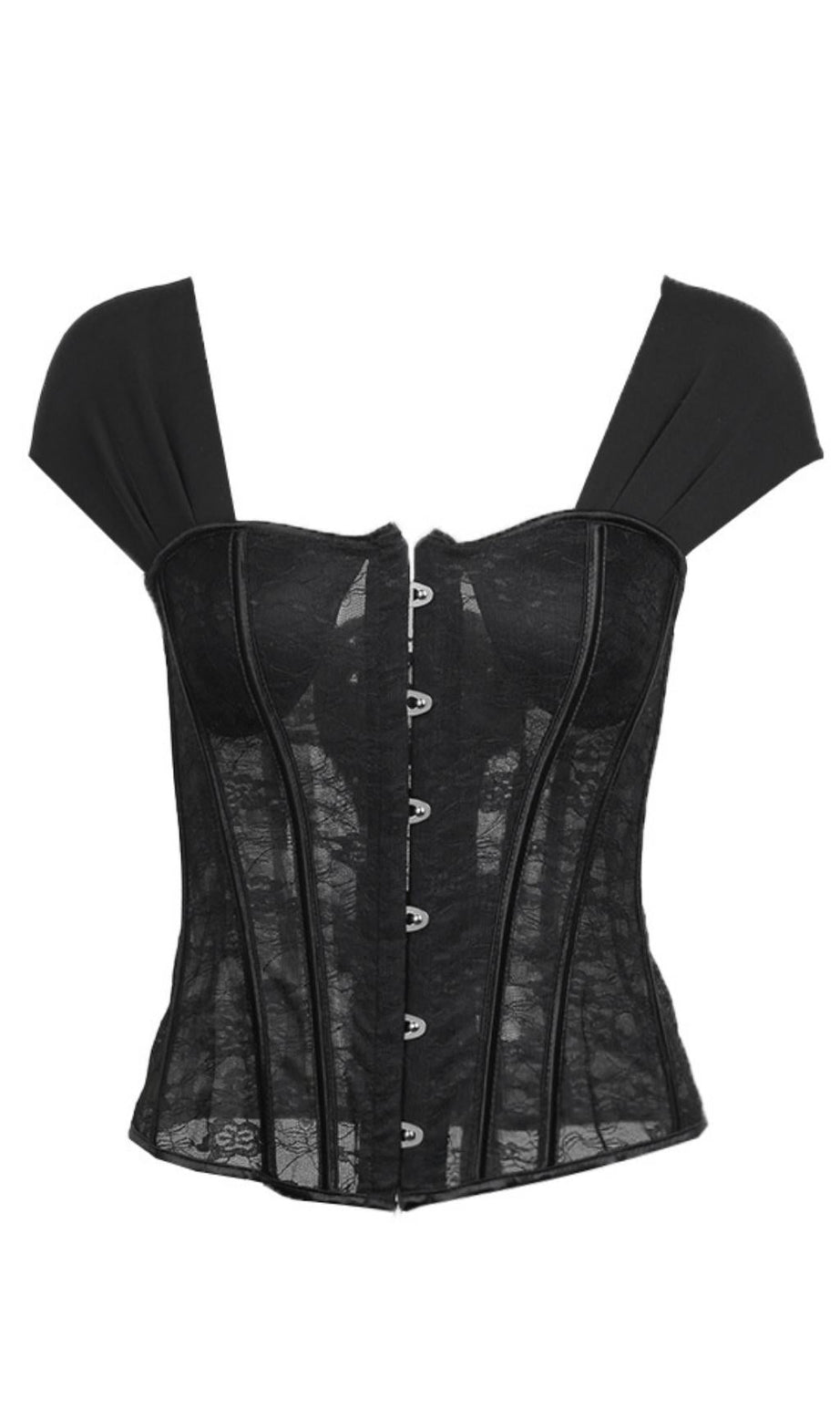 LACE SEE-THROUGH BACK TIED ROPE TUNIC TOP