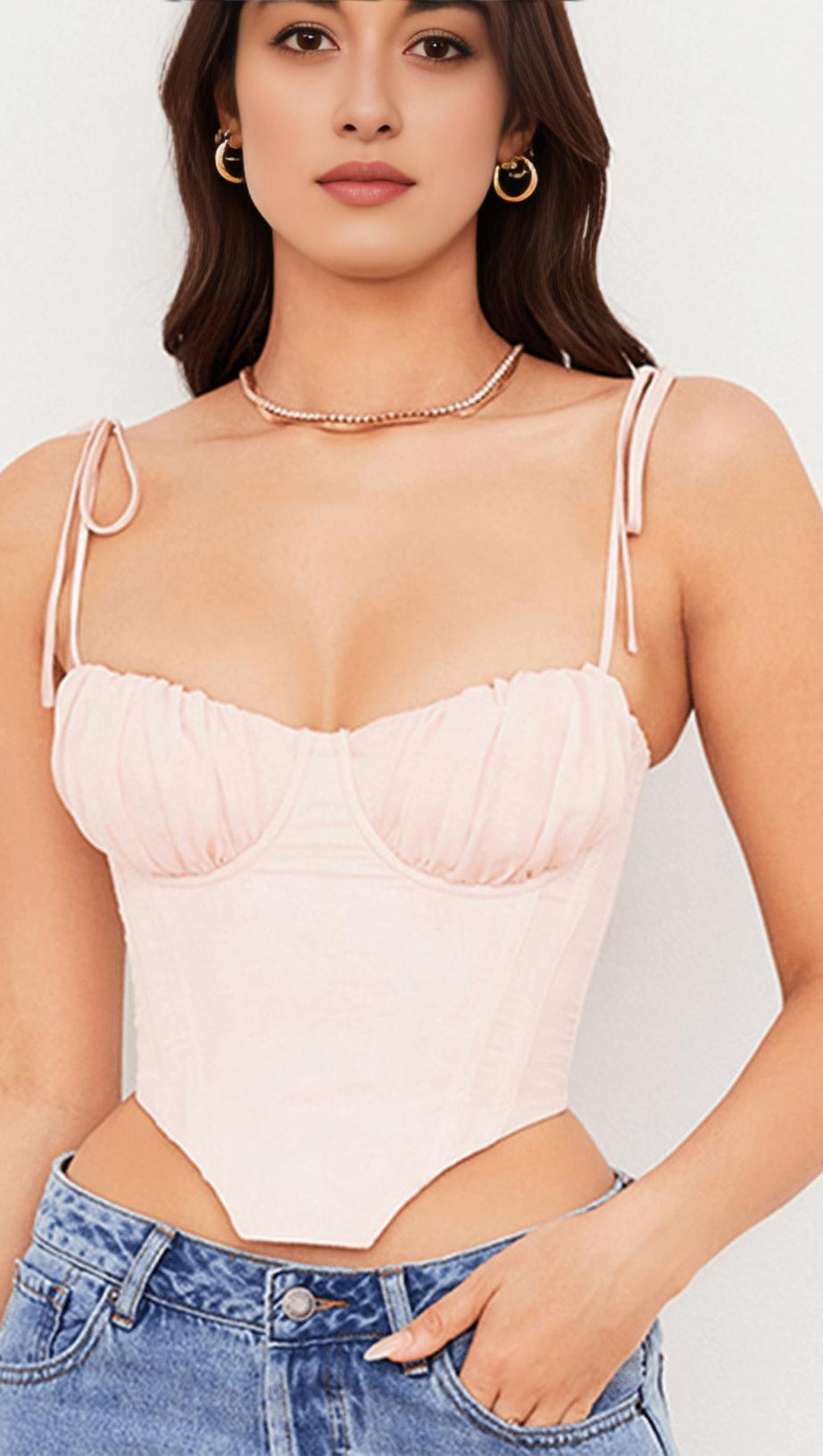 SUPERKURZES ÄRMELLOSES TOP MIT SPITZE