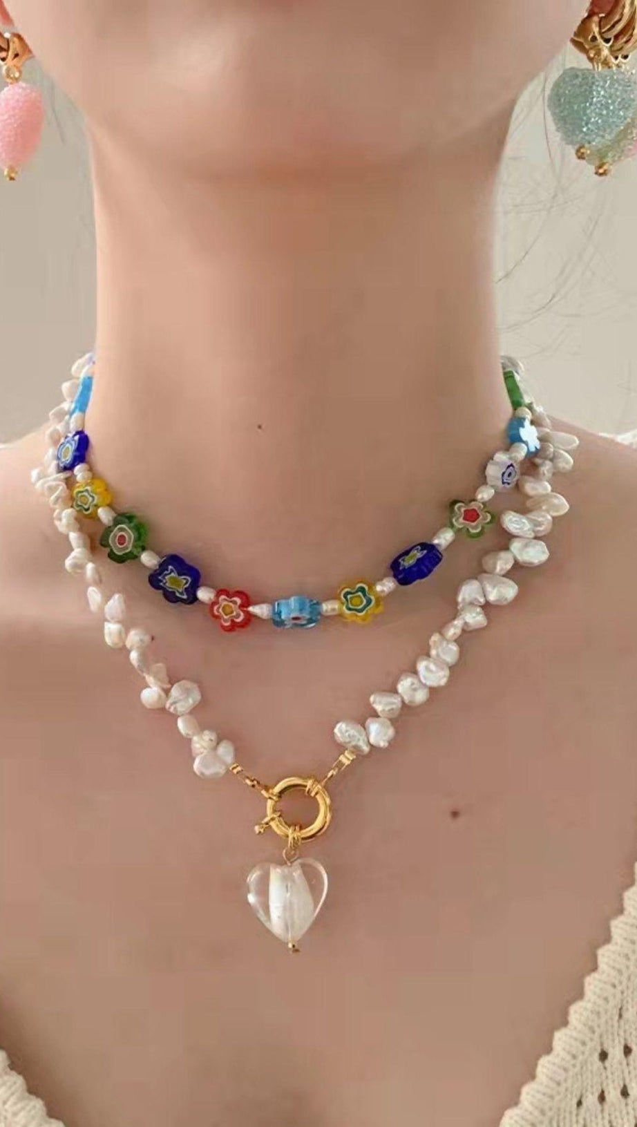 PEARL HEART SHAPED NECKLACE IN WHITE