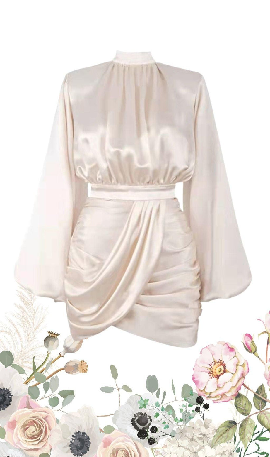 ABITO BLOUSON IN RASO AVORIO