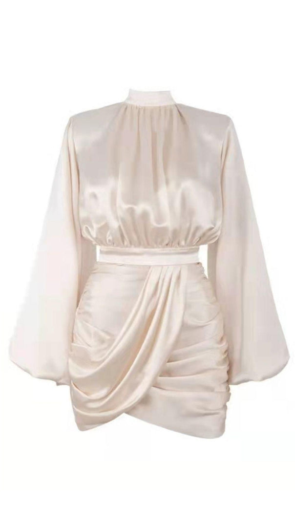 AIIZIE IVORY SATIN BLOUSON DRESS - product image