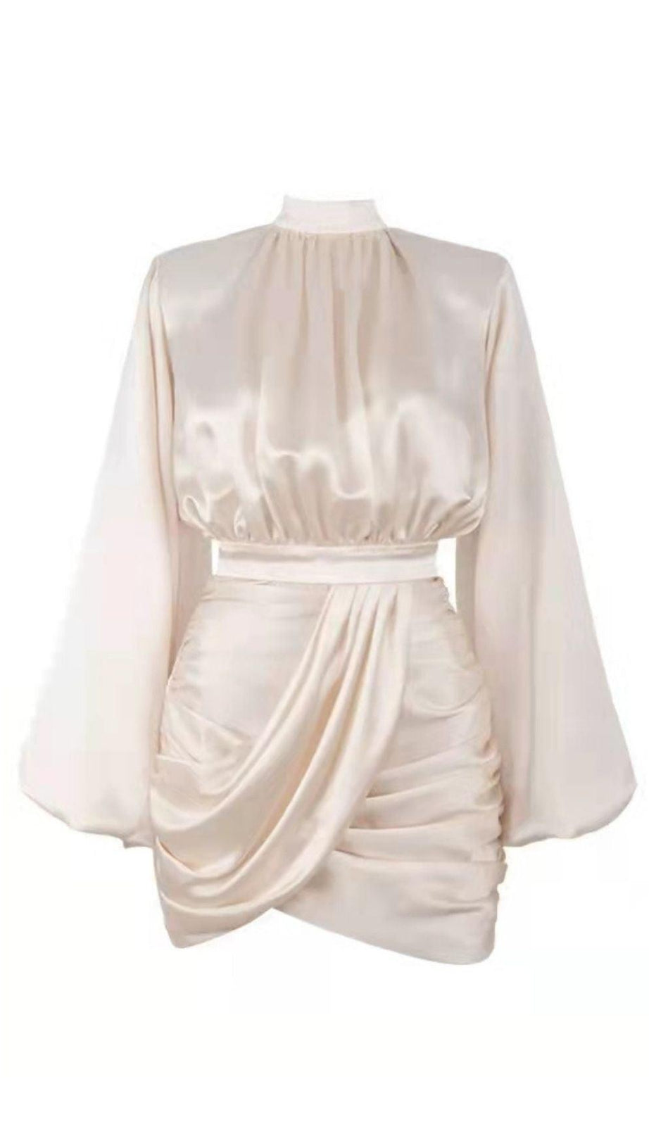 ELFENBEINFARBENES SATIN-BLOUSONKLEID