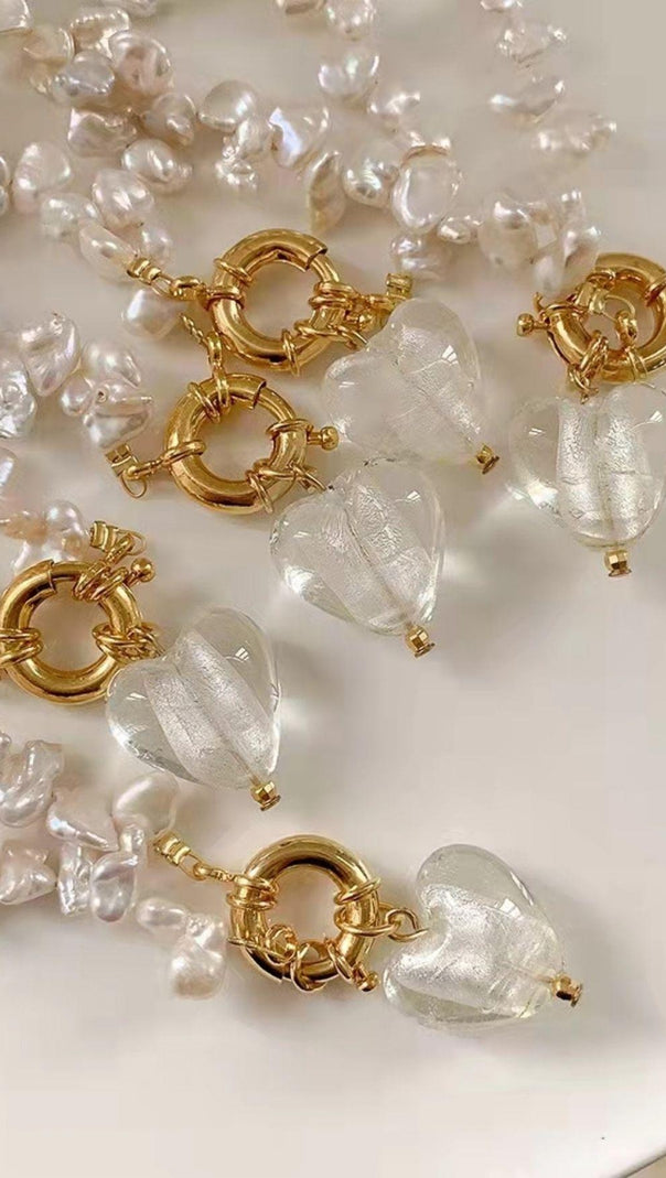 AIIZIE PEARL HEART SHAPED NECKLACE IN WHITE - product image