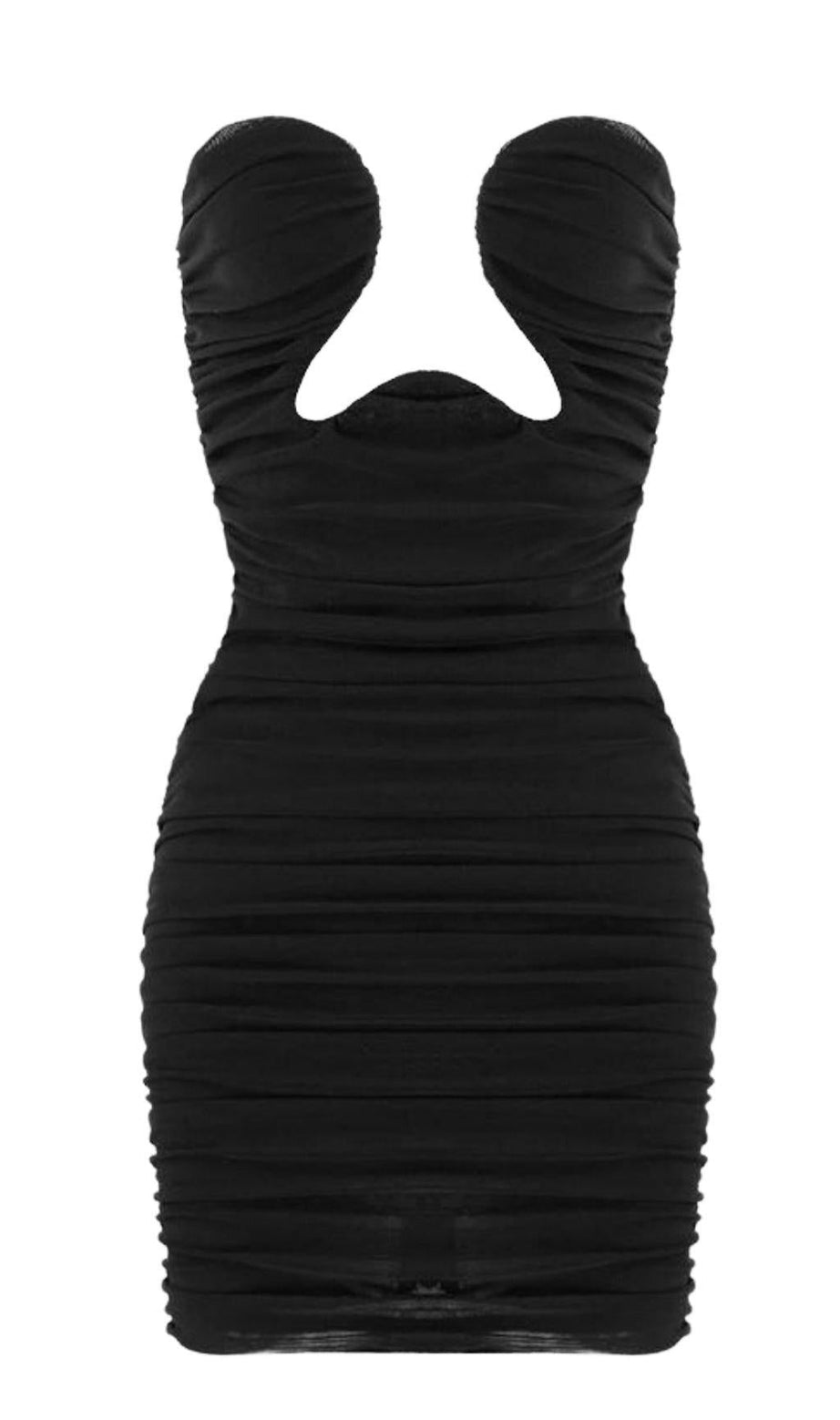 Bodycon-Minikleid mit Cut-outs und Rüschen in Schwarz 
