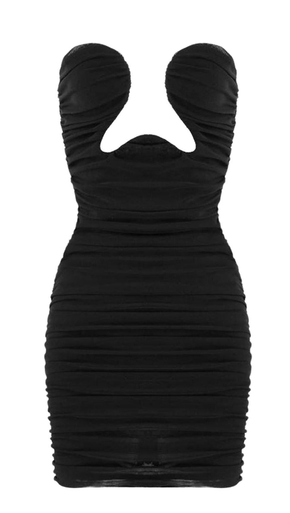 Bodycon-Minikleid mit Cut-outs und Rüschen in Schwarz 