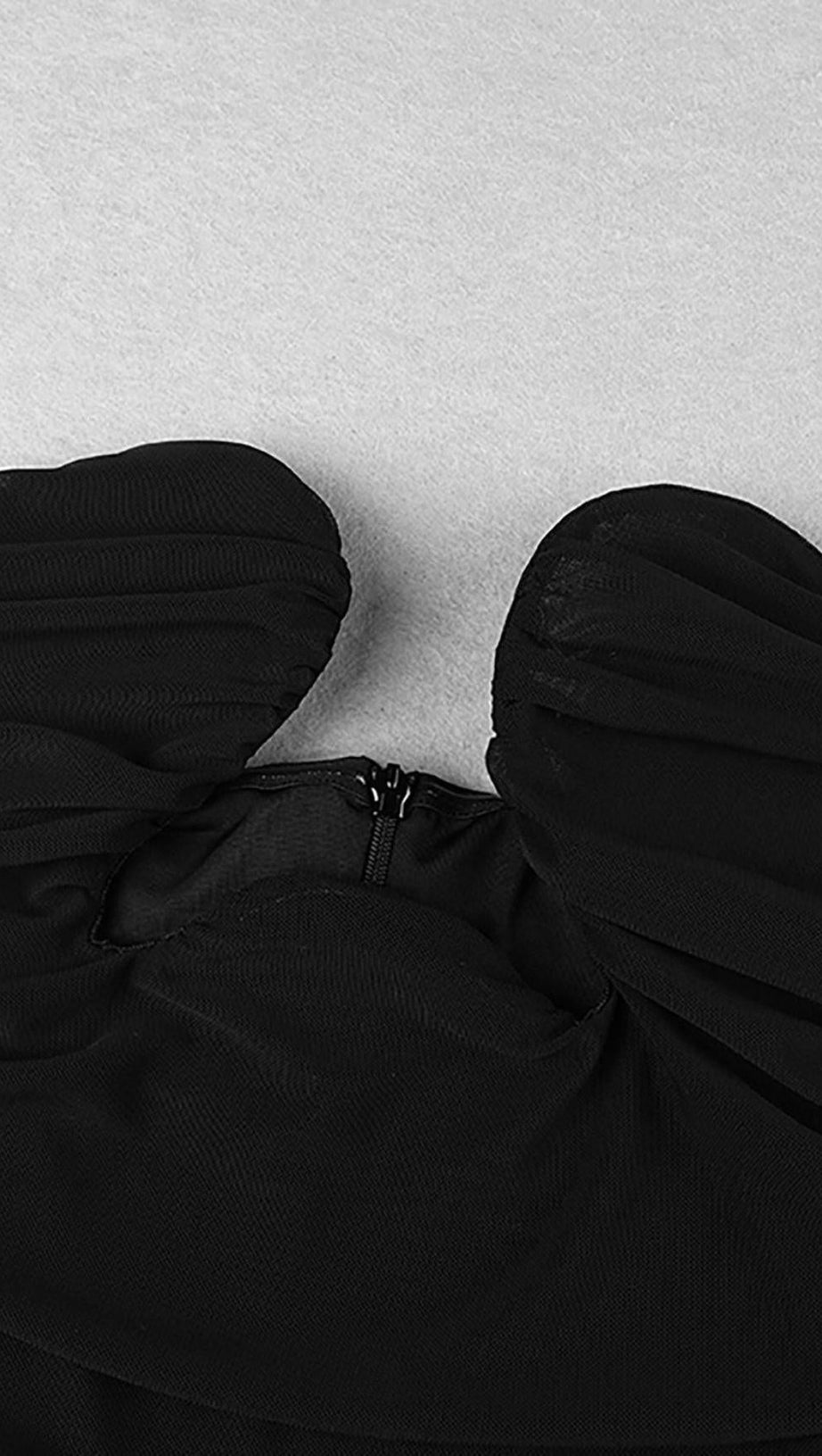 CUT-OUT RUCHED BODYCON MINI DRESS IN BLACK