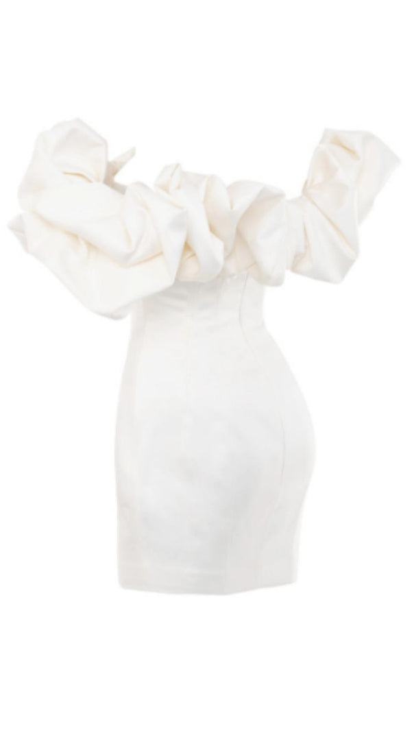 AIIZIE IVORY SATIN RUFFLE STRAPLESS DRESS - product image