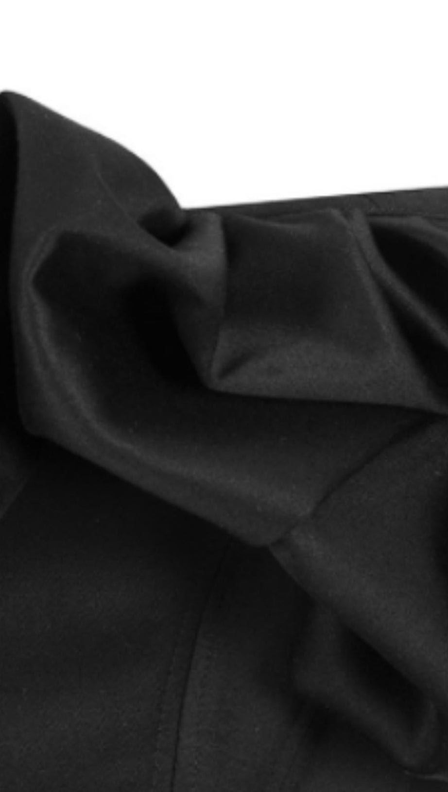 ABITO SENZA SPALLINE CON VOLANT IN RASO AVORIO