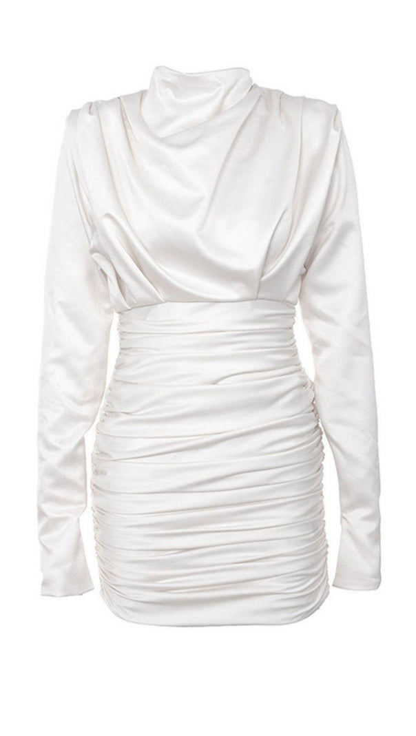 AIIZIE IVORY SATIN DRAPED MINI DRESS - product image