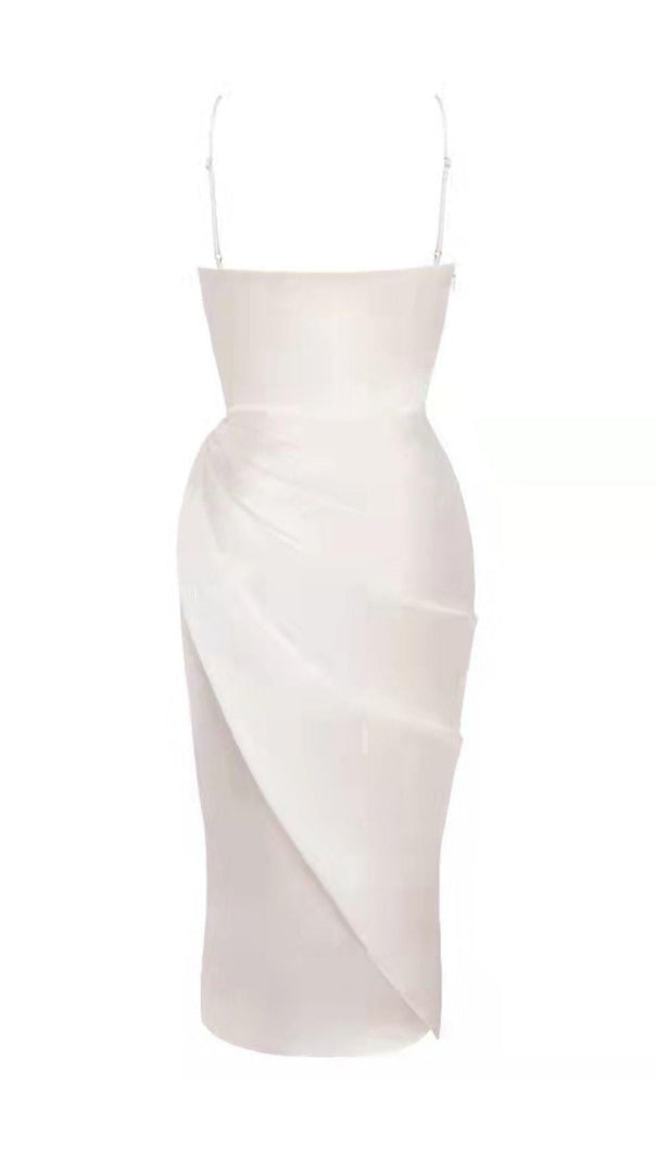Elfenbeinfarbenes Satin-Balkon-Korsettkleid