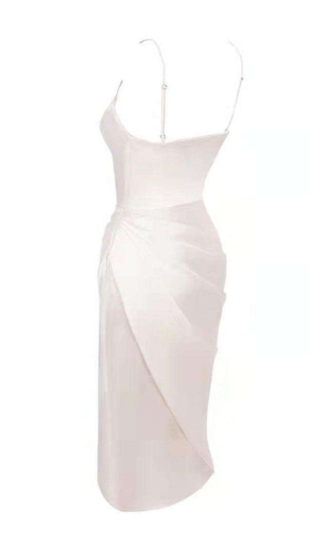Elfenbeinfarbenes Satin-Balkon-Korsettkleid