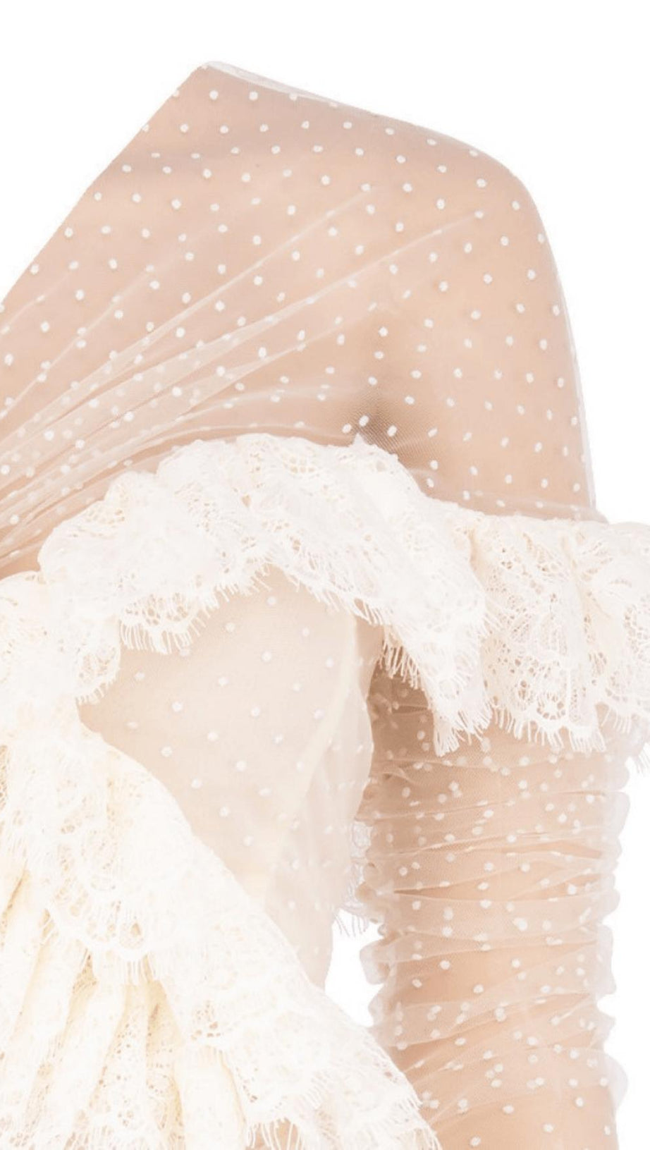 MINI ABITO CON BALZE IN PIZZO AVORIO