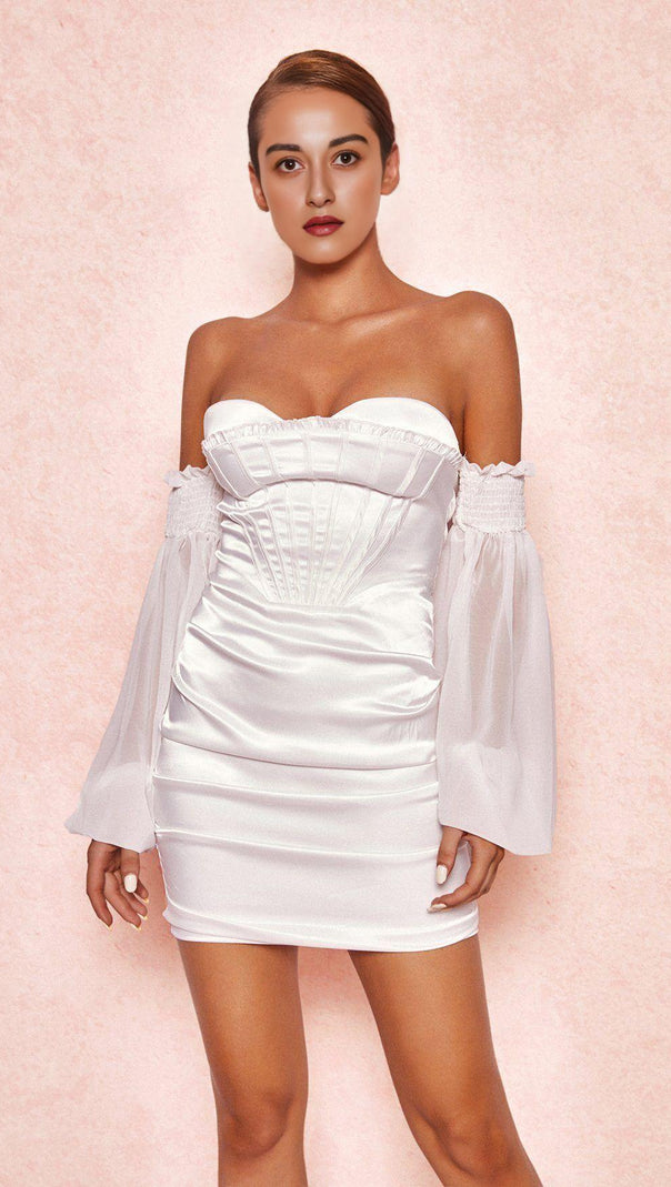 AIIZIE IVORY DRAPED CORSET DRESS - product image
