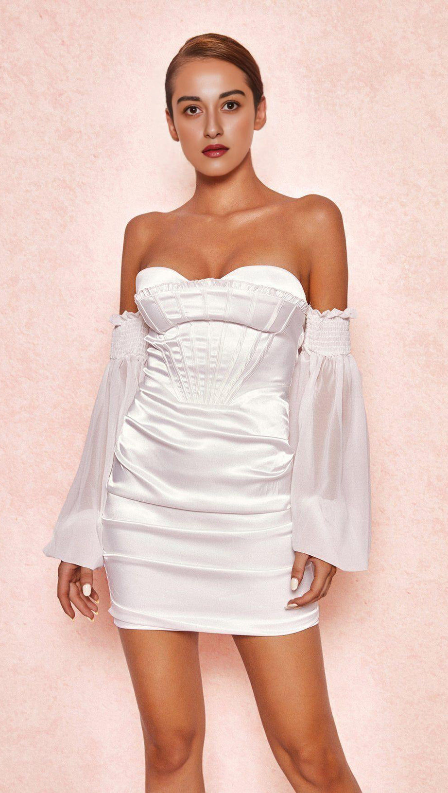 ABITO CORSETTO DRAPPEGGIATO AVORIO 