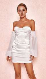 IVORY DRAPED CORSET DRESS