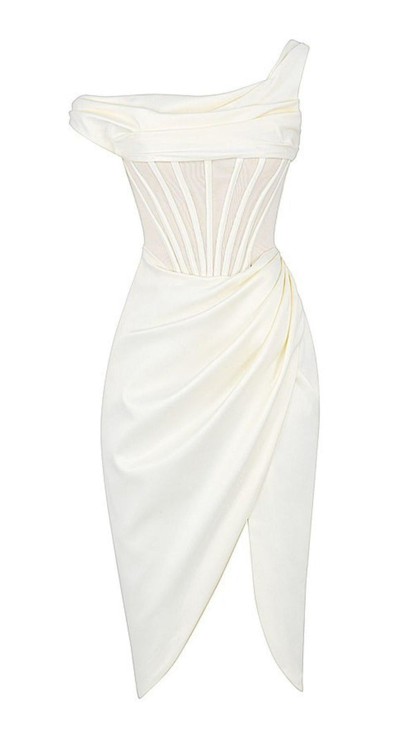 AIIZIE IVORY DRAPE CORSET MIDI DRESS - product image