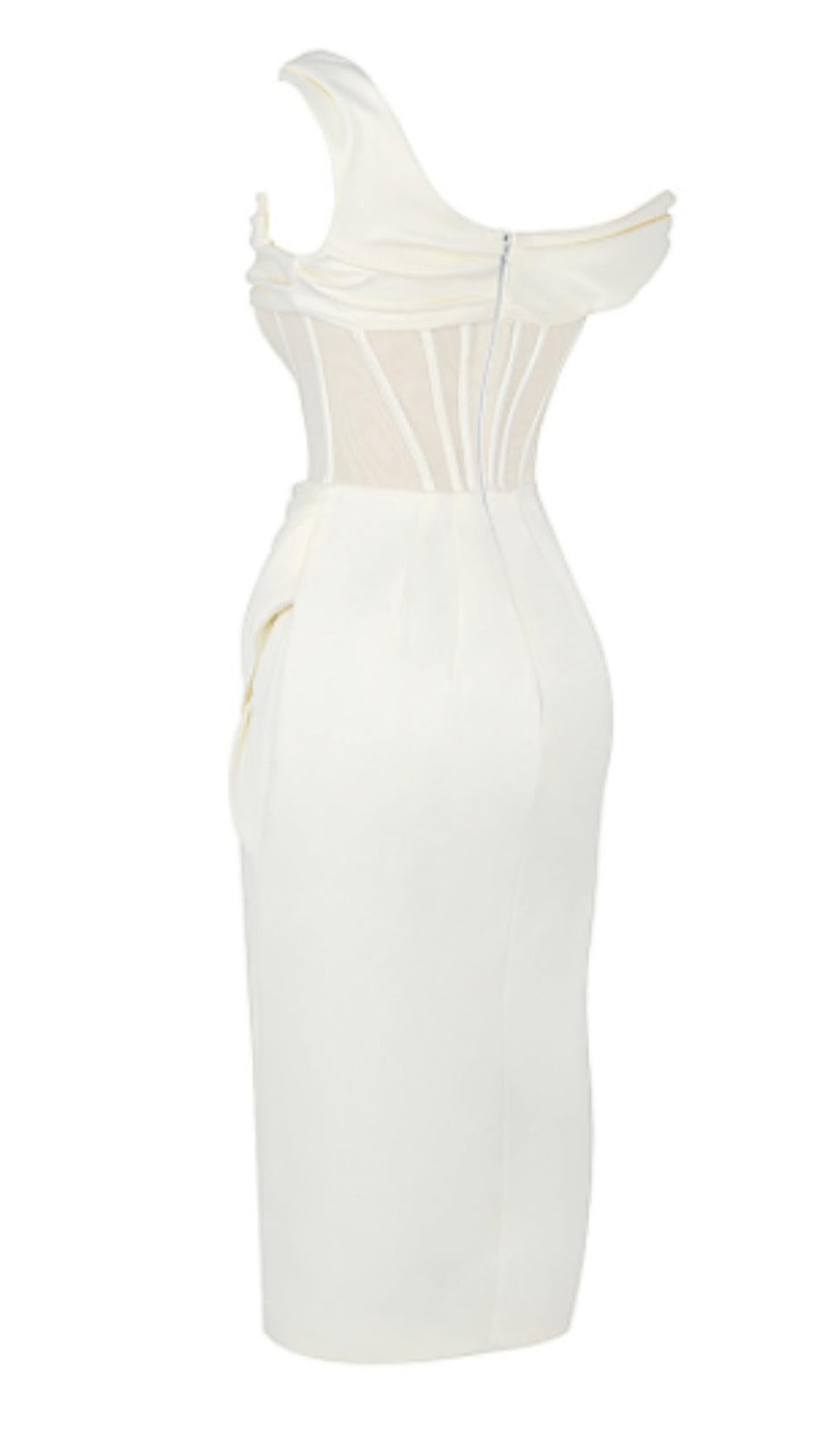 ABITO MIDI CON CORSETTO DRAPPEGGIATO AVORIO