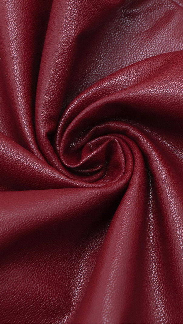 AIIZIE WINE PUFF SLEEVE LEATHER DRESS - product image