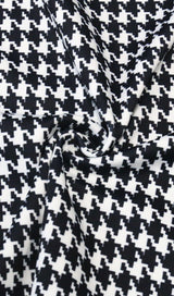 HOUNDSTOOTH WORD SHOULDER WRAP DRESS