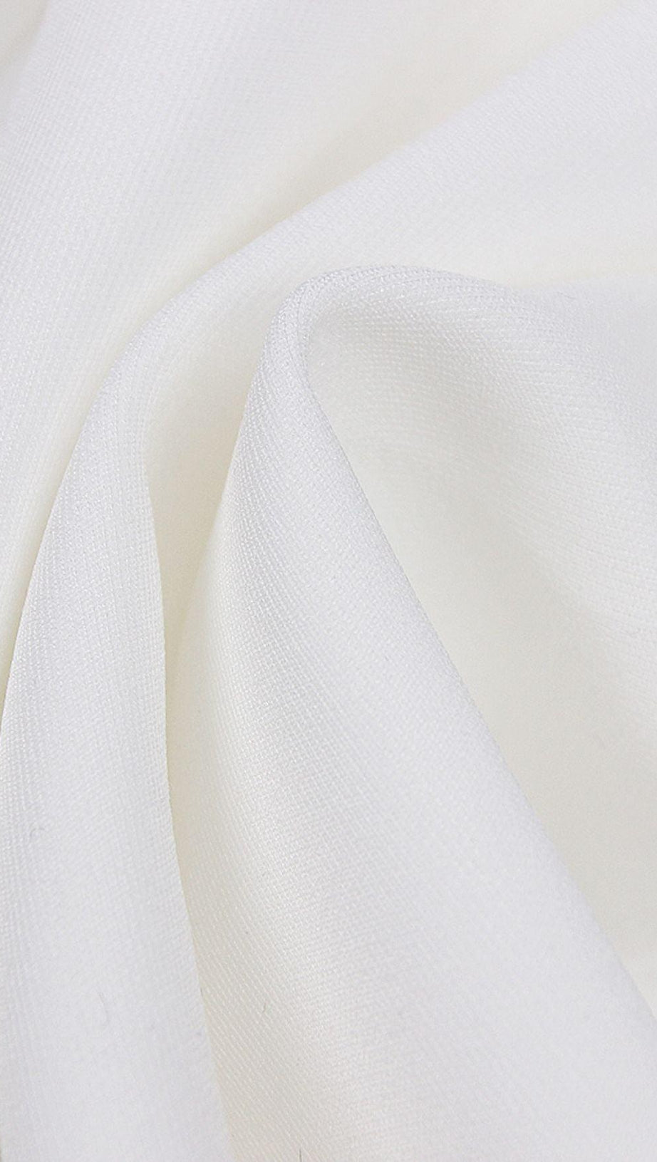 STRAPLESS PUFF SLEEVE CRYSTAL MIDI DRESS IN WHITE