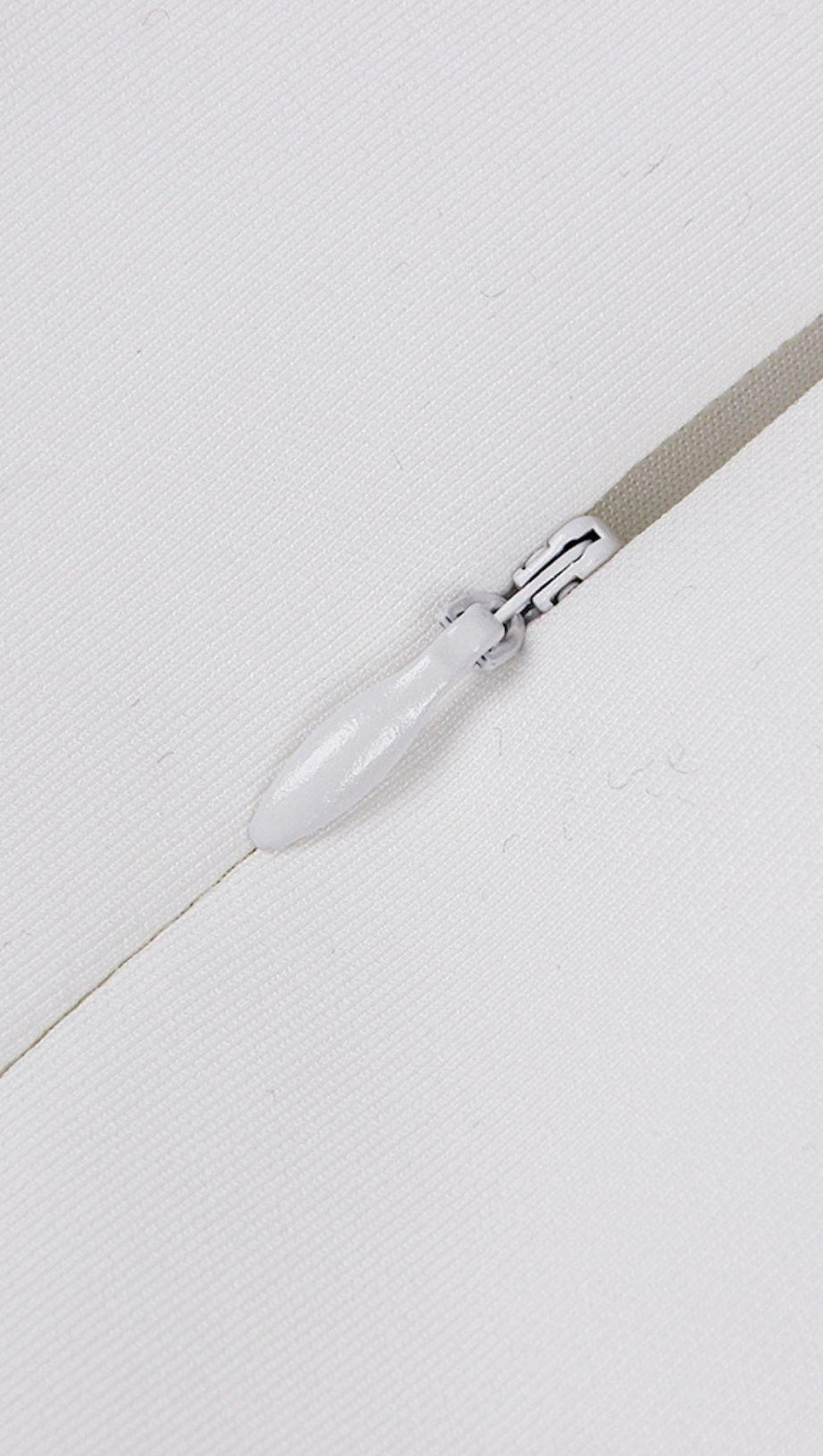 STRAPLESS PUFF SLEEVE CRYSTAL MIDI DRESS IN WHITE