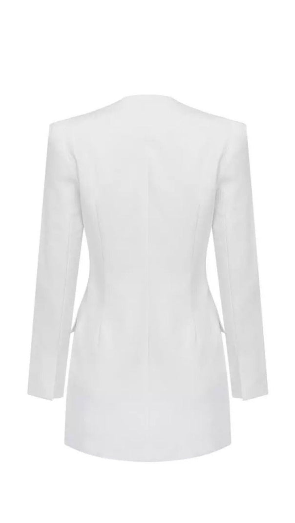 AIIZIE WHITE HOLLOW DRAPED TUXEDO DRESS - product image