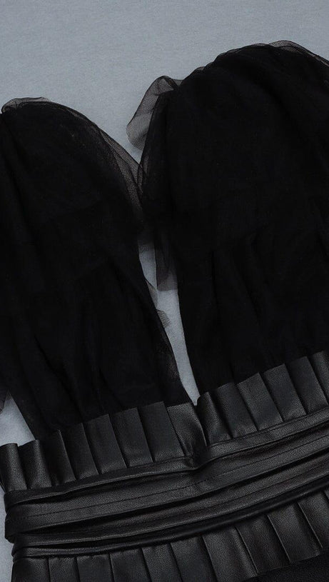 DEEP V NECK SLEEVELESS BACKLESS LACE BOW MESH JUMPSUIT