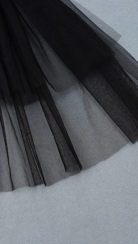 DEEP V NECK SLEEVELESS BACKLESS LACE BOW MESH JUMPSUIT