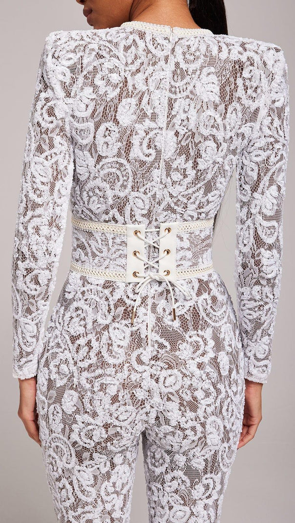 AIIZIE WHITE DARK NUDE JUMPSUIT - product image