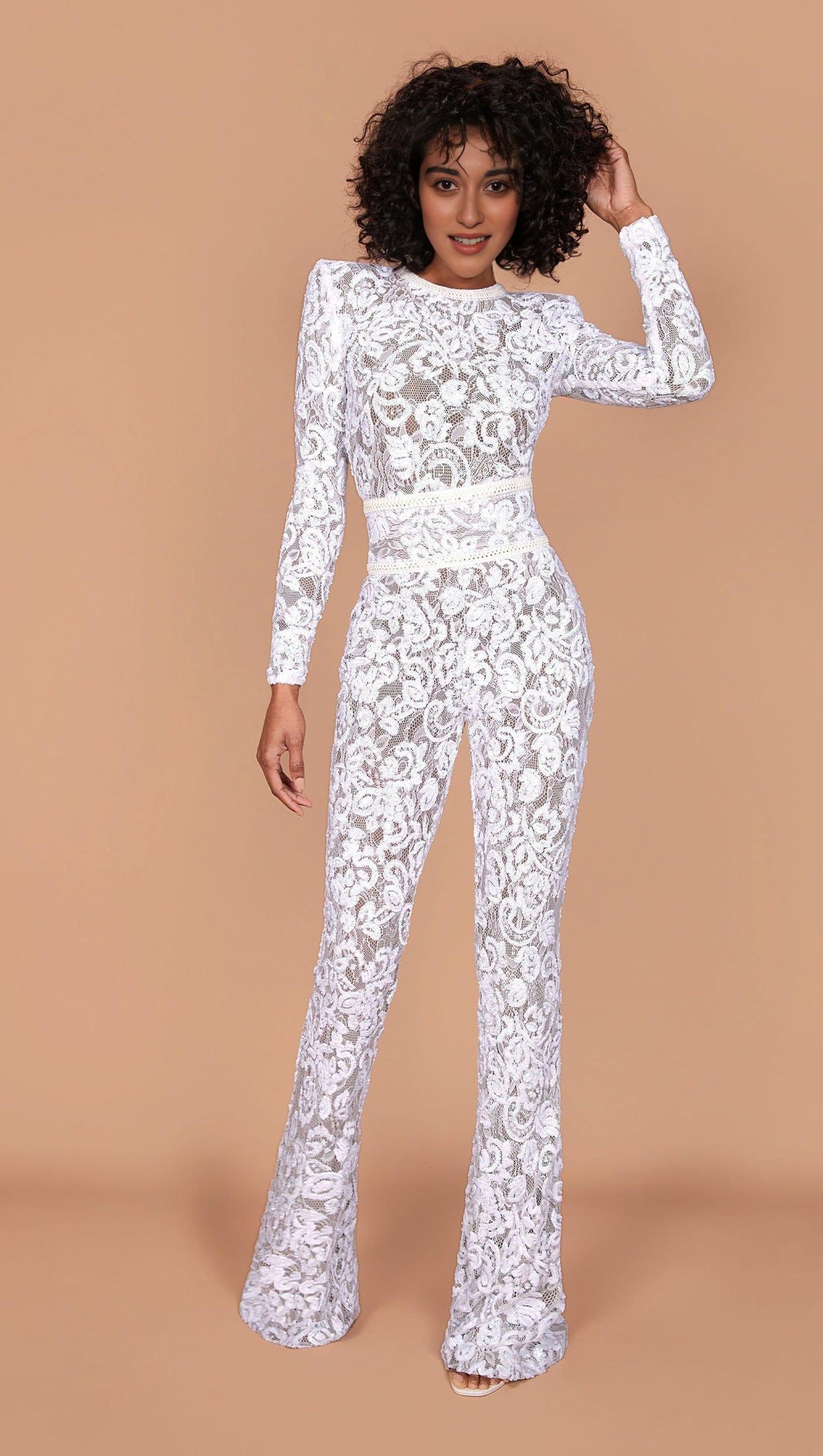 AIIZIE WHITE DARK NUDE JUMPSUIT - product image