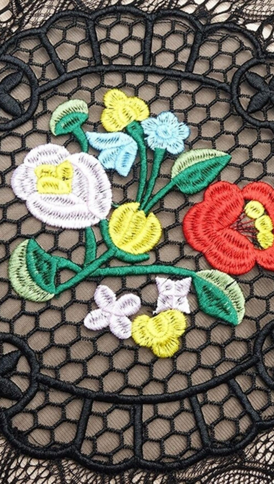 FLOWER LONG SLEEVE LACE MINI DRESS IN BLACK