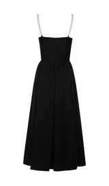 UMBRELLA HEMLINE MIDI DRESS IN BLACK