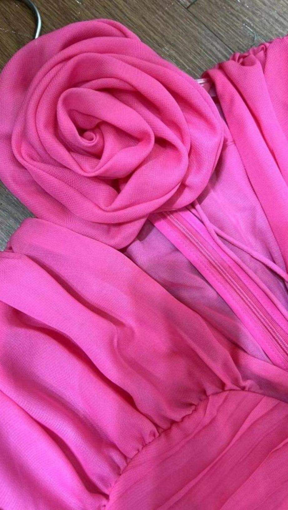 V NECK PINK RUCHED MINI DRESS