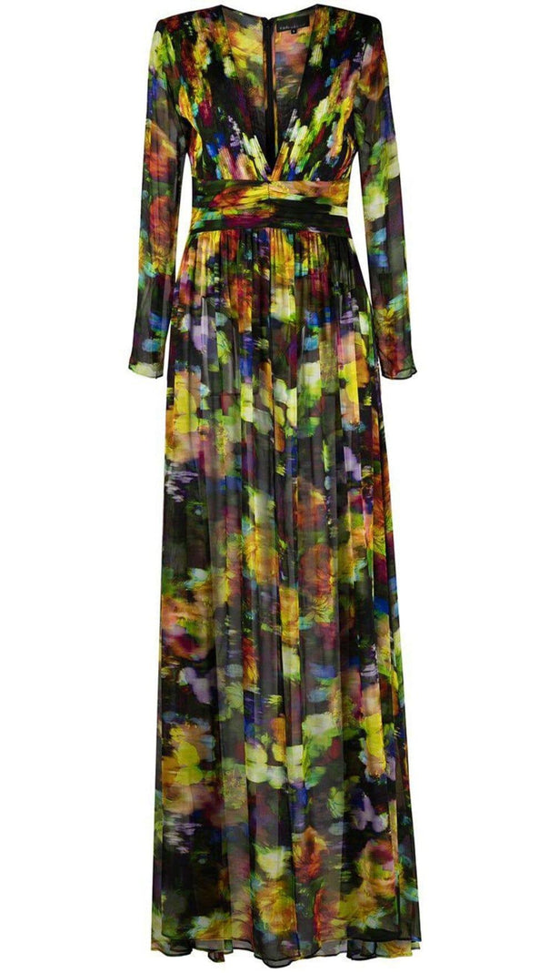 AIIZIE LONG SLEEVE CHIFFON MAXI DRESS IN MULTICOLOR - product image