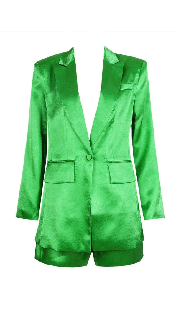 AIIZIE SATIN BLAZER SUIT IN GREEN - product image