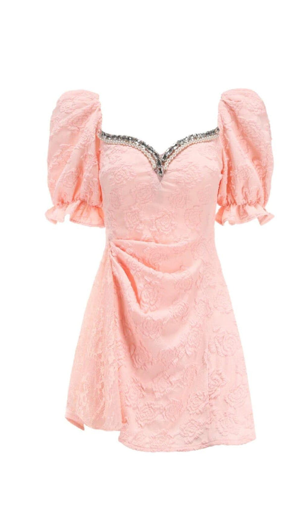 AIIZIE DIAMOND FLORAL BACKLESS MINI DRESS IN PINK - product image