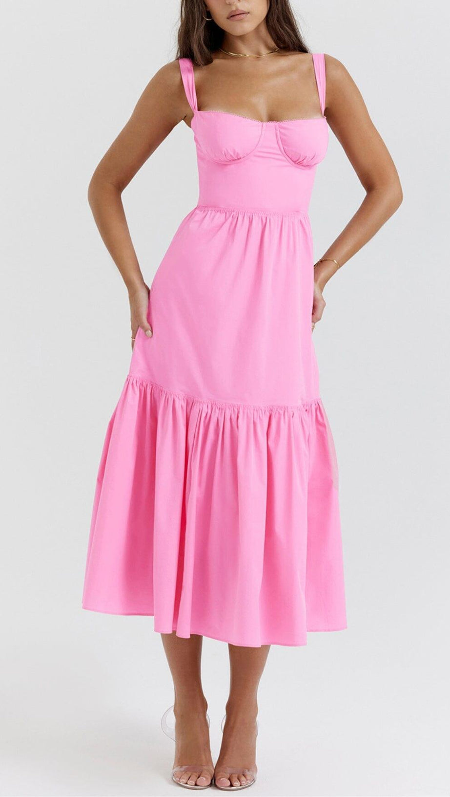 FRENCH PINK MIDI SUNDRESS