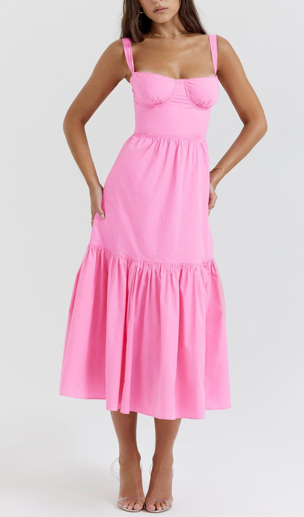 FRENCH PINK MIDI SUNDRESS