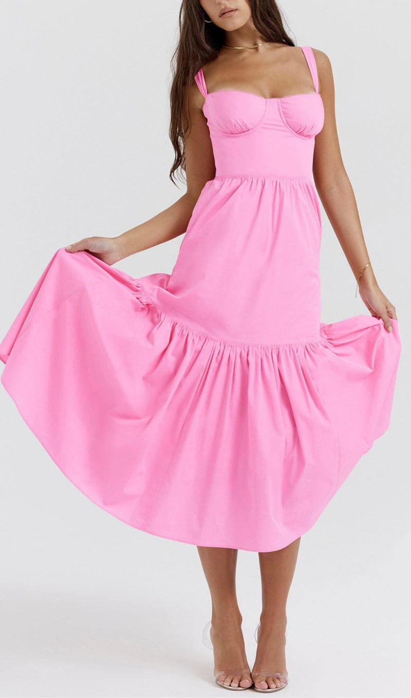 FRENCH PINK MIDI SUNDRESS