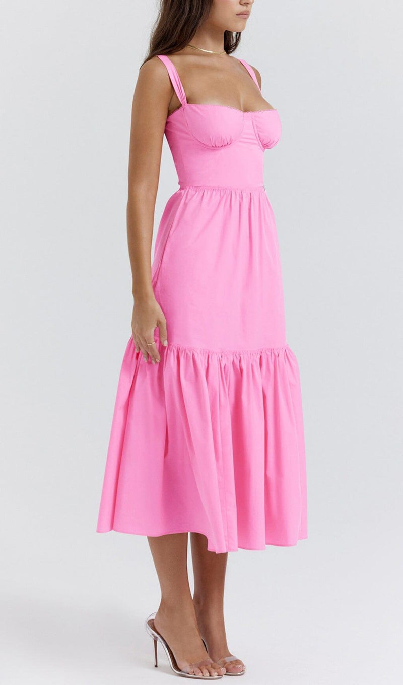 FRENCH PINK MIDI SUNDRESS