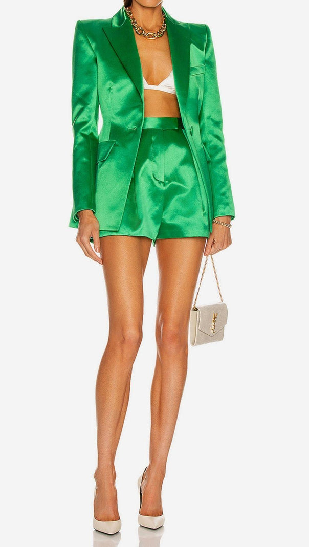 AIIZIE SATIN BLAZER SUIT IN GREEN - product image