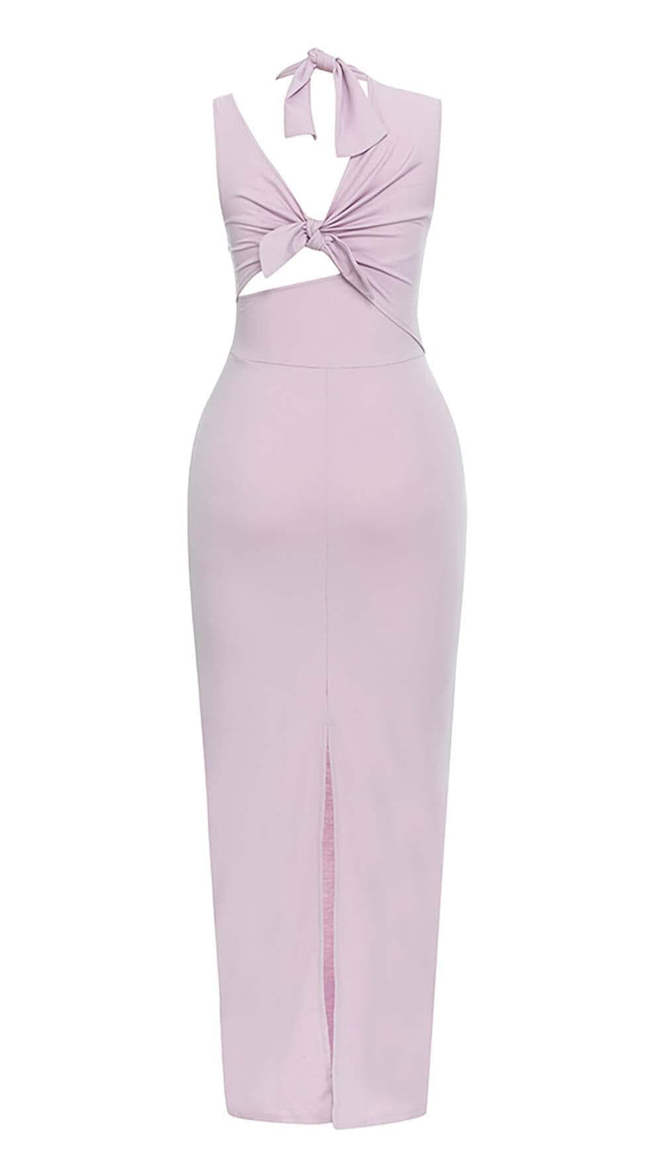 HIP WRAP BANDAGE MIDI DRESS IN LILAC