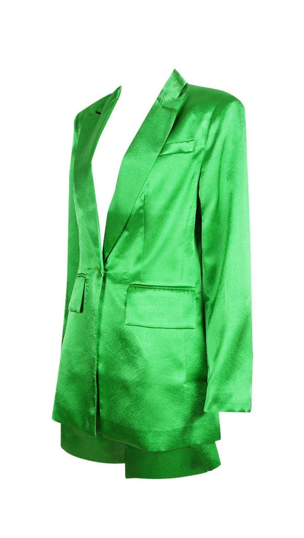 AIIZIE SATIN BLAZER SUIT IN GREEN - product image