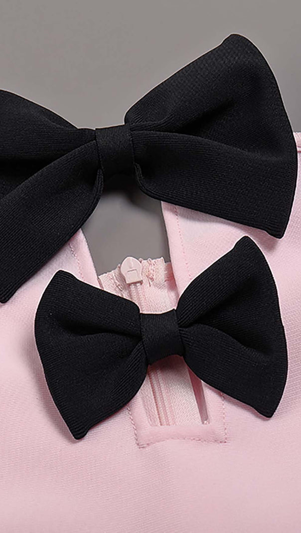AIIZIE BOW-EMBELLISHED SATIN MIDI DRESS IN PINK - product image